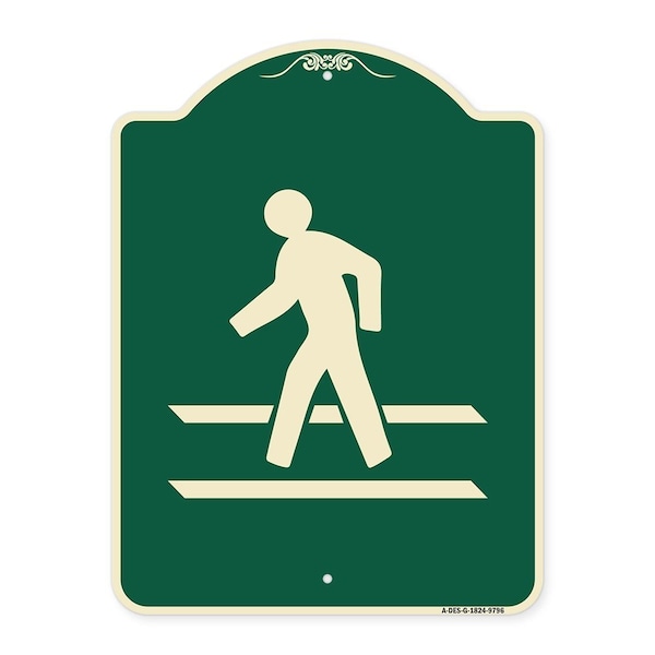 Signmission Designer Series-Pedestrian Crossing, Green Heavy-Gauge Aluminum, 24" x 18", G-1824-9796 A-DES-G-1824-9796 - main